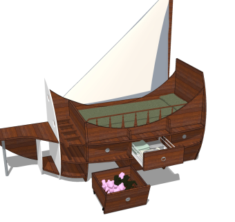 日式婴儿床草图大师模型，婴儿床skb文件下载