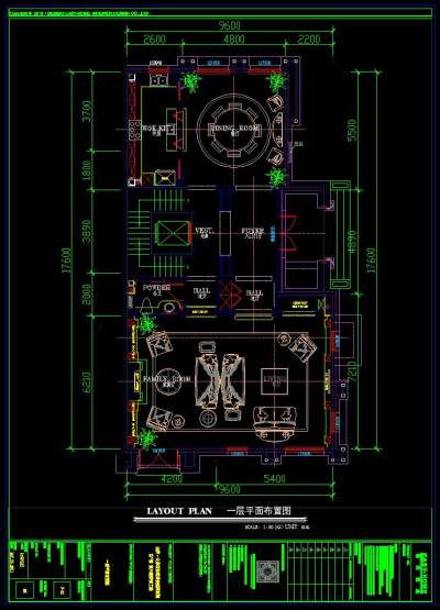 E户型CAD施工图，CAD建筑图纸免费下载