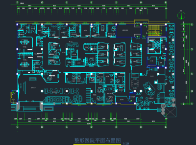 现代整形医院平面布置图cad施工图下载、现代整形医院平面布置图dwg文件下载