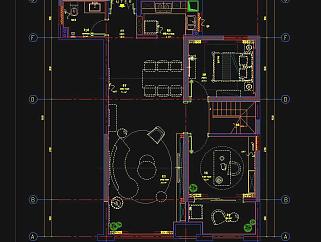 长沙湘江天地北欧美学复式样板房施工图CAD图纸，样板房CAD设计图纸下载