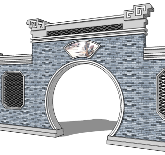 月洞门sketchup模型下载，月洞门skb模型分享