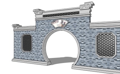 月洞门sketchup模型下载，月洞门skb模型分享