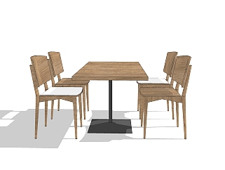 现代餐桌椅免费su模型，餐桌椅skp模型下载