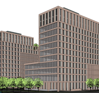 现代高层办公楼草图大师模型，高层办公楼sketchup模型免费下载