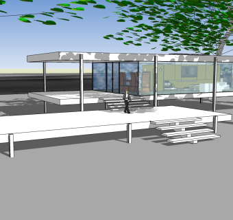 路德维希·密斯·凡·德·罗范斯沃斯住宅草图大师模型下载