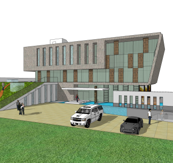 现代售楼处建筑方案草图大师模型，建筑构件sketchup模型免费下载
