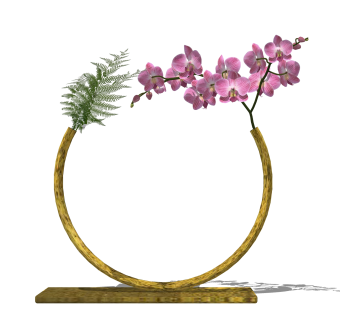 金属环插花摆件草图大师模型,现代装饰品su模型下载