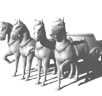 欧式马车雕塑su模型,摆件草图大师模型下载