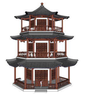 中式阁楼草图大师模型下载、阁楼su模型下载