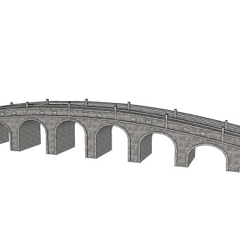 中式拱桥草图大师模型下载、拱桥su模型下载