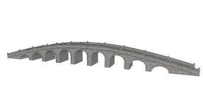 中式拱桥草图大师模型下载、拱桥su模型下载