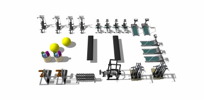 现代健身器材草图大师模型，健身器材sketchup模型下载