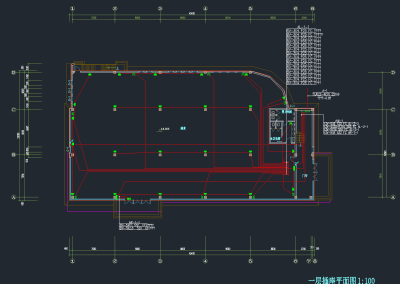 某二层售楼处建筑施工套图，售楼处建筑CAD施工图纸下载