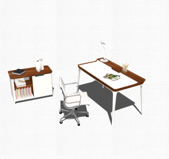 现代老板桌su模型，老板桌sketchup模型下载