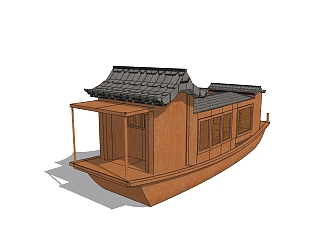 <em>中式景观乌篷船</em>su模型下载、乌篷船草图大师模型下载