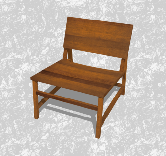 现代实木椅子草图大师模型，背靠椅su模型下载