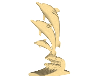 现代海豚雕塑su模型,摆件草图大师模型下载