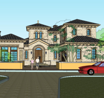 欧式别墅su模型，别墅sketchup模型下载