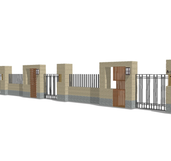 欧式景观墙围墙草图大师模型，景观墙围墙sketchup模型下载