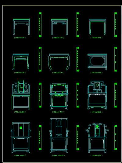 中式家具图块CAD图纸