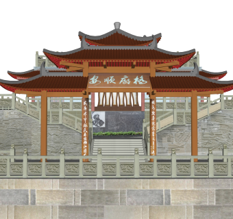 廊桥草图大师模型设计下载，sketchup廊桥su模型分享