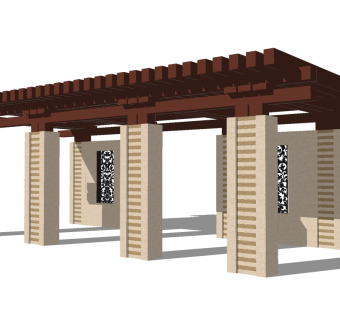 欧式大理石造型廊架草图大师模型，大理石造型廊架sketchup模型下载