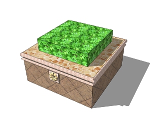 现代方形树池sketchup模型免费下载，树池坐凳草图大师模型
