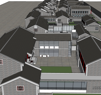 传统四合院建筑草图大师模型分享免费下载