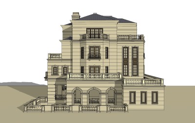 欧式别墅外观草图大师模型，别墅外观sketchup模型免费下载