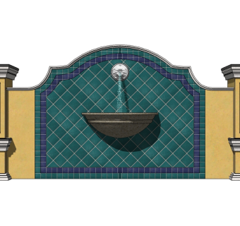 欧式景观墙SU模型下载，景观墙skb模型分享