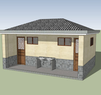 中式厕所su模型，厕所草图大师模型下载