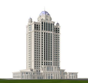 欧式酒店外观草图大师模型，酒店外观sketchup模型免费下载