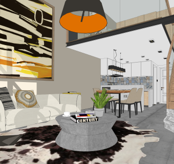 现代北欧复式公寓草图大师模型，家装SU模型下载