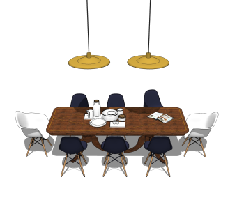 简欧餐桌椅草图大师模型，餐桌椅skb文件下载