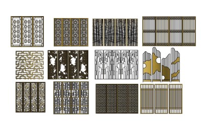 现代屏风隔断组合草图大师模型，屏风隔断sketchup模型skp文件分享