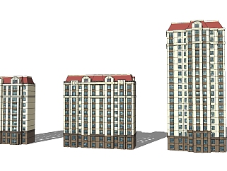欧式<em>高层公寓</em>外观草图大师模型，<em>公寓</em>su模型下载