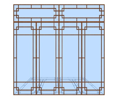 XD1中式窗草图大师模型，中式窗SU模型下载
