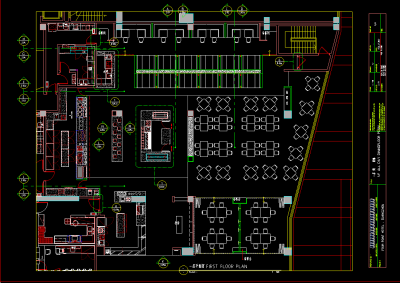 现代酒店一层全日餐厅cad图纸，餐厅cad施工图下载