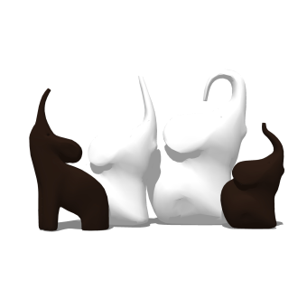 陶瓷大象摆件草图大师模型,现代装饰品su模型下载