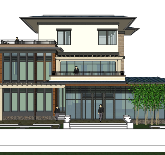 欧式别墅su模型，别墅草图大师模型下载