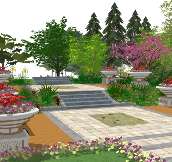 欧式公园景观草图大师模型，公园sketchup模型免费下载