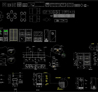 全套餐饮空间CAD图纸，厨房餐区设计图纸下载