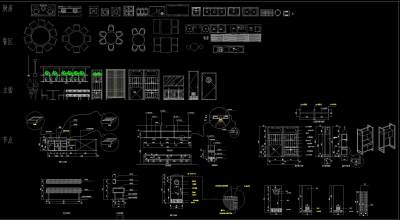 全套餐饮空间CAD图纸，厨房餐区设计图纸下载