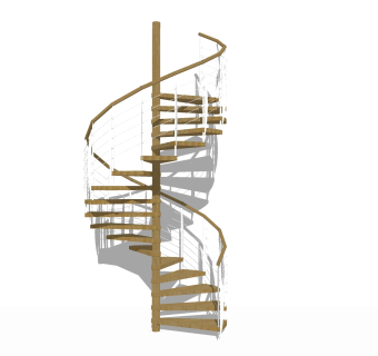 现代实木螺旋楼梯草图大师模型，实木螺旋楼梯sketchup模型免费下载
