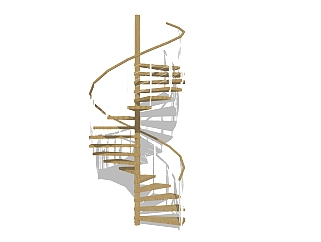 实木螺旋<em>楼梯sketchup模型</em>免费下载