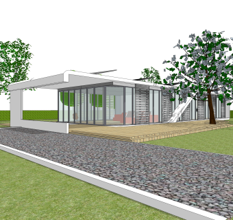 现代独栋别墅草图大师模型下载，别墅外观sketchup模型分享