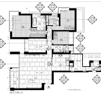 华润新鸿基杭州钱江新城D3样板房户型施工图CAD下载、样板房户型施工图CAD下载