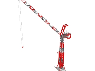 现代大型工用塔吊起重机sketchup模型，工业器材su模型下载
