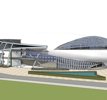 现代办公楼外观草图大师模型，办公楼外观sketchup模型免费下载