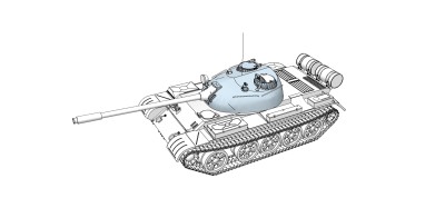 现代苏联T-55主站坦克su模型，坦克skp模型下载